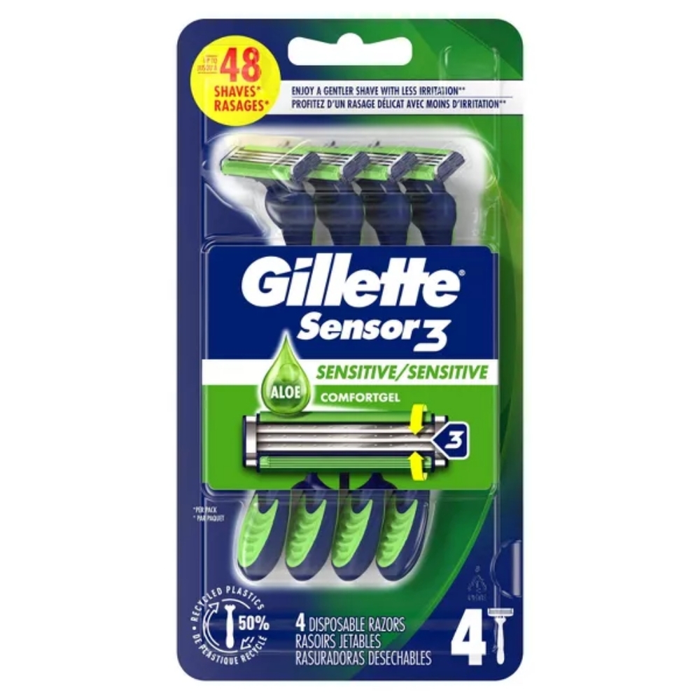 2 Pack Gillette Sensor3 Sensitive Men's Disposable Razors With 96 Shaves